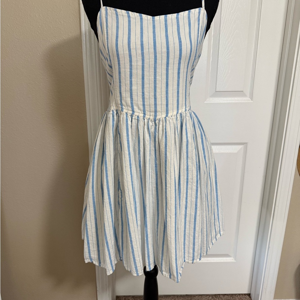 Aerie Light Blue and White Striped Dress